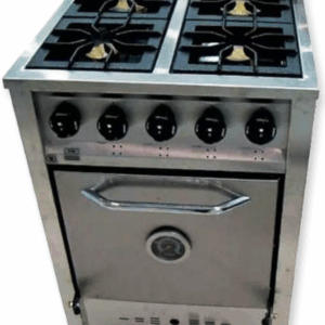 cocina de acero. 4 hornallas. Gastroequip. 58 cm de frente