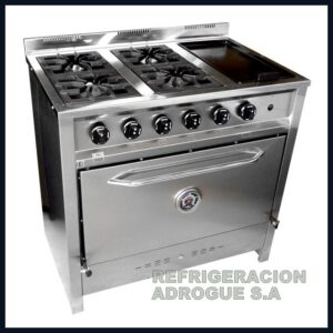 cocina 4 hornallas y plancha. mide 90 x 60. Gastroequip.